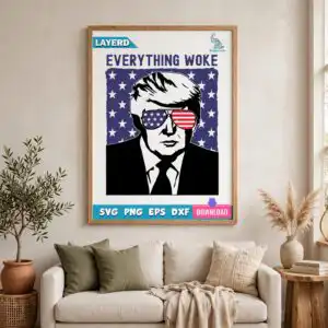 everything woke turns shit svg design printed on a plain product mockup