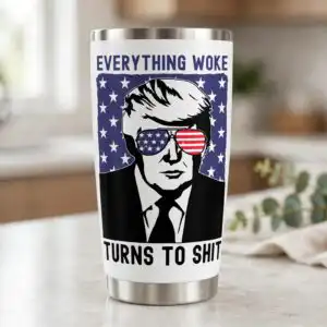 everything woke turns shit svg design printed on a plain product mockup