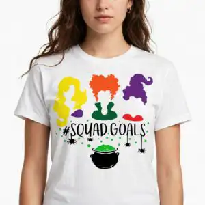 squad goals halloween svg design printed on a plain product mockup