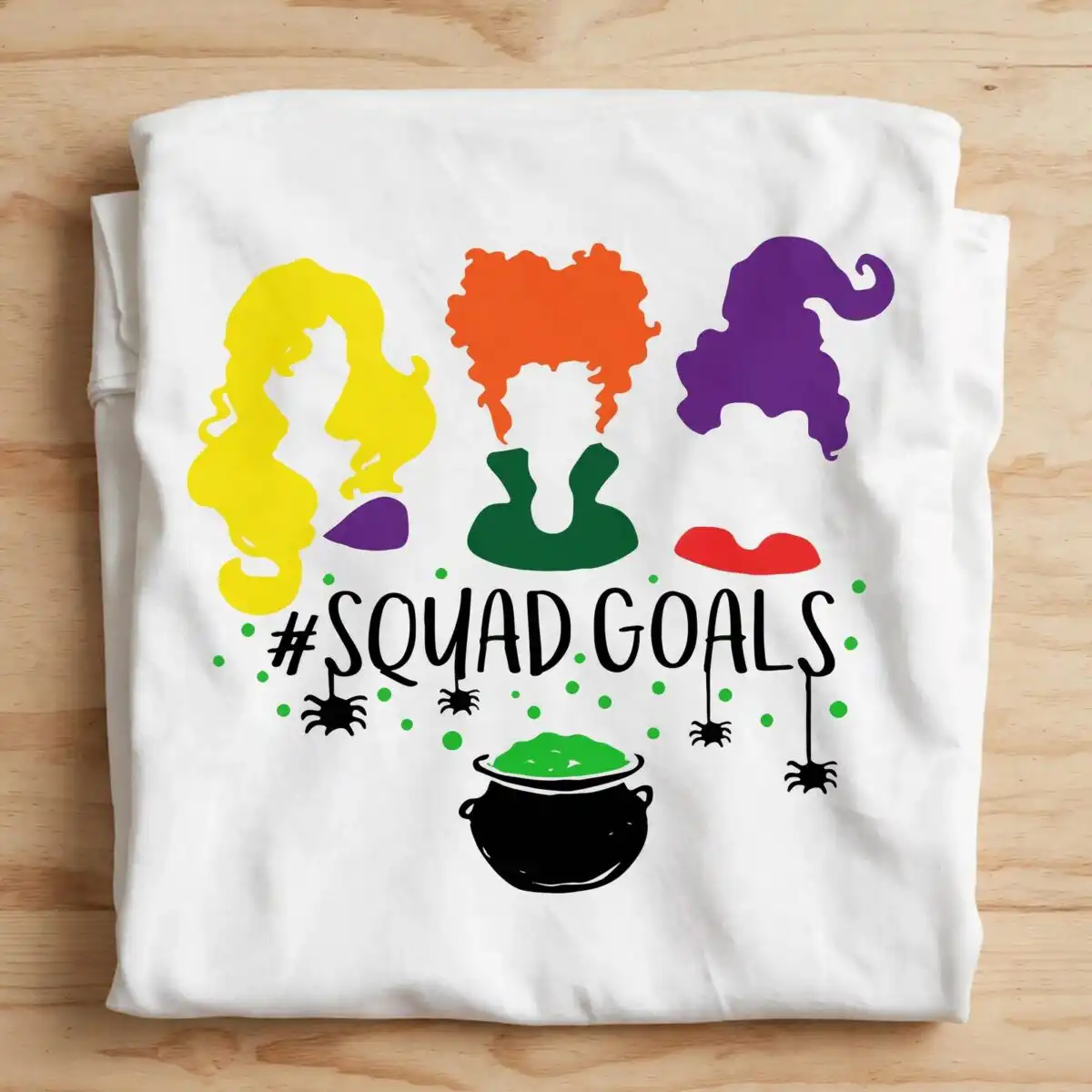 squad goals halloween svg design printed on a plain product mockup