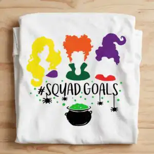 squad goals halloween svg design printed on a plain product mockup