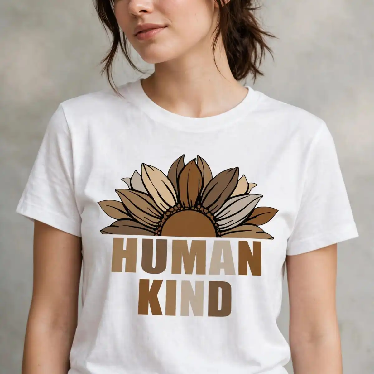 everyday half sunflower human kind svg design printed on a plain product mockup