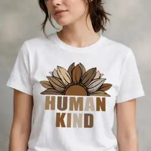 everyday half sunflower human kind svg design printed on a plain product mockup