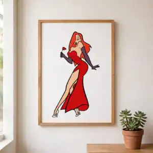glamorous jessica girl in red dress illustration valentine cut file girl red dress jessica svg design printed on a plain product mockup