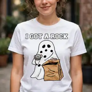 ghost got rock ghost svg design printed on a plain product mockup