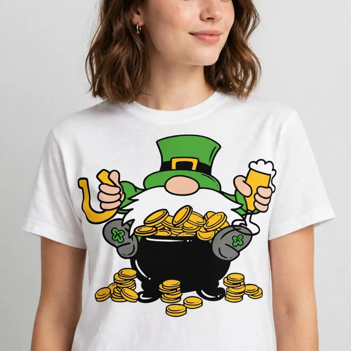 st patrick gnome clipart design printed on a plain product mockup