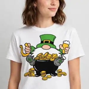 st patrick gnome clipart design printed on a plain product mockup
