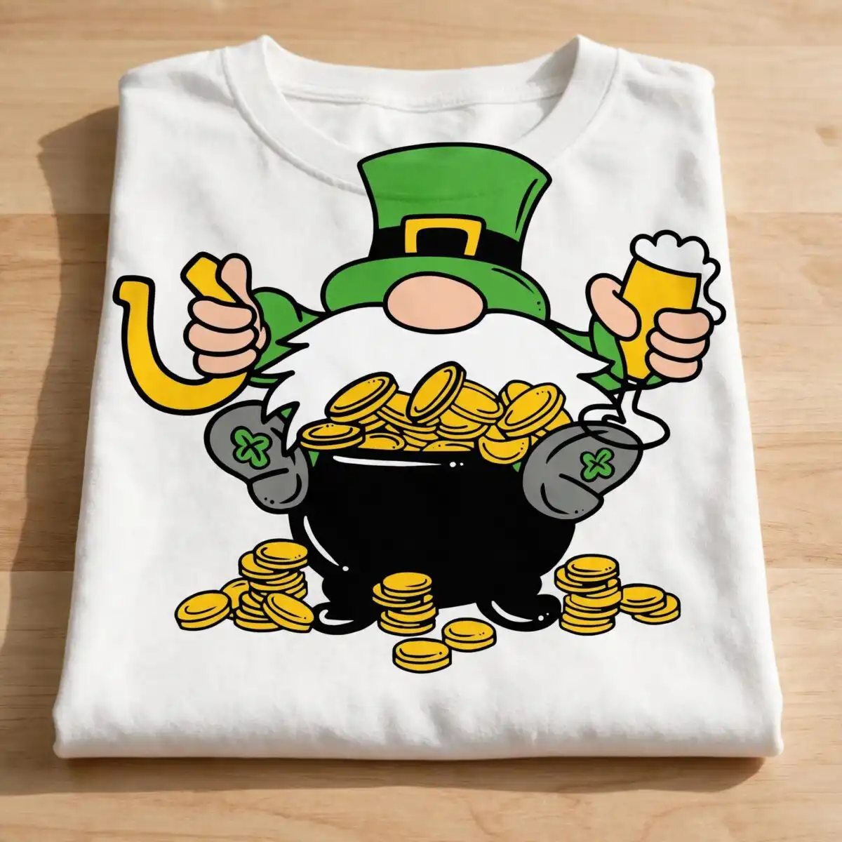 st patrick gnome clipart design printed on a plain product mockup