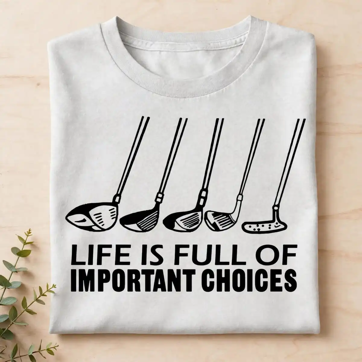 life is full of important choices golf svg design printed on a plain product mockup