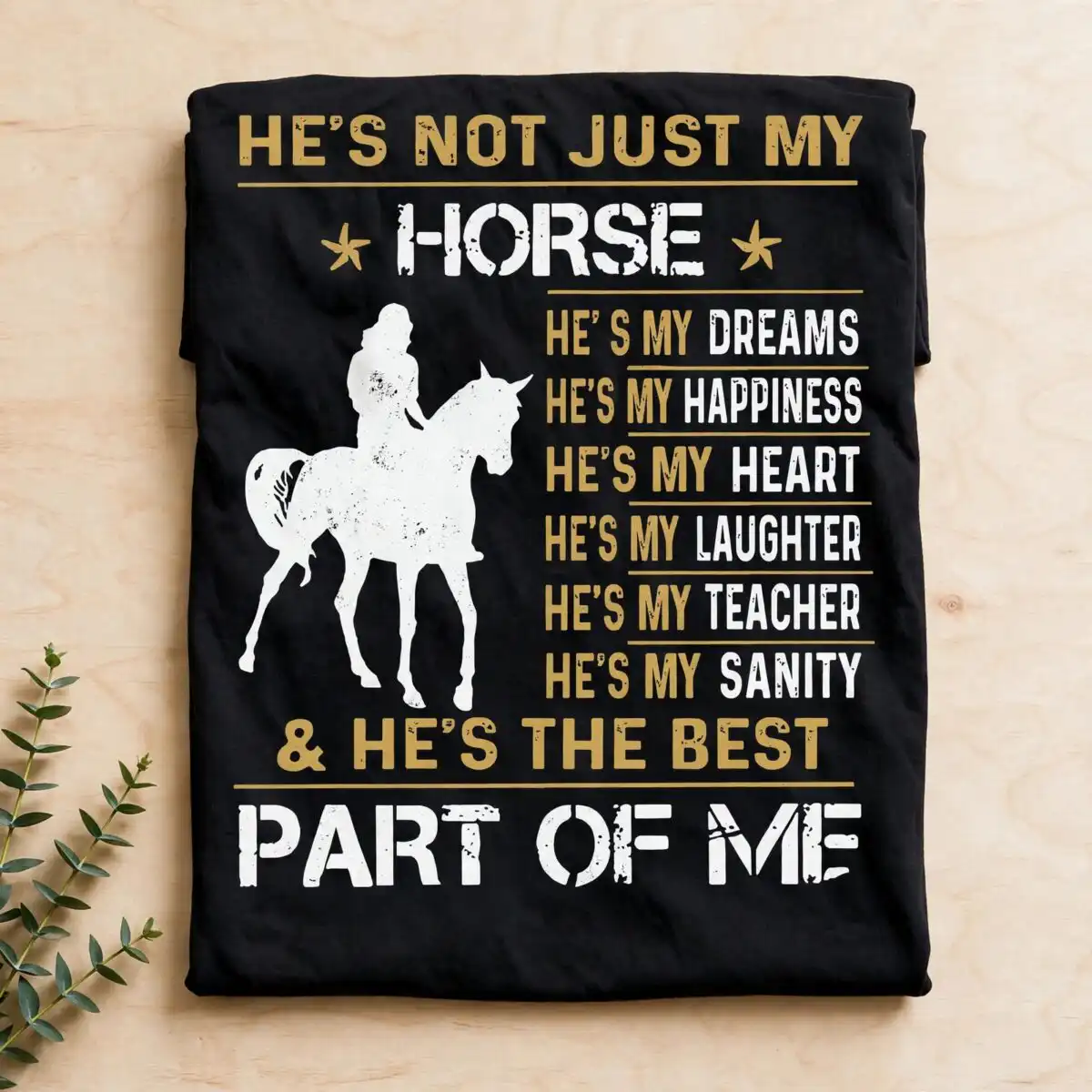 horse and rider svg design printed on a plain product mockup