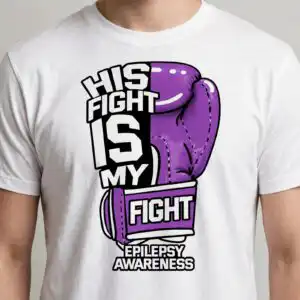 his fight is my fight svg design printed on a plain product mockup