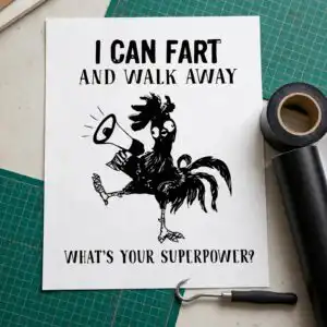 can fart walk away svg design printed on a plain product mockup