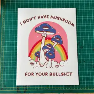 i don't have mushroom svg design printed on a plain product mockup