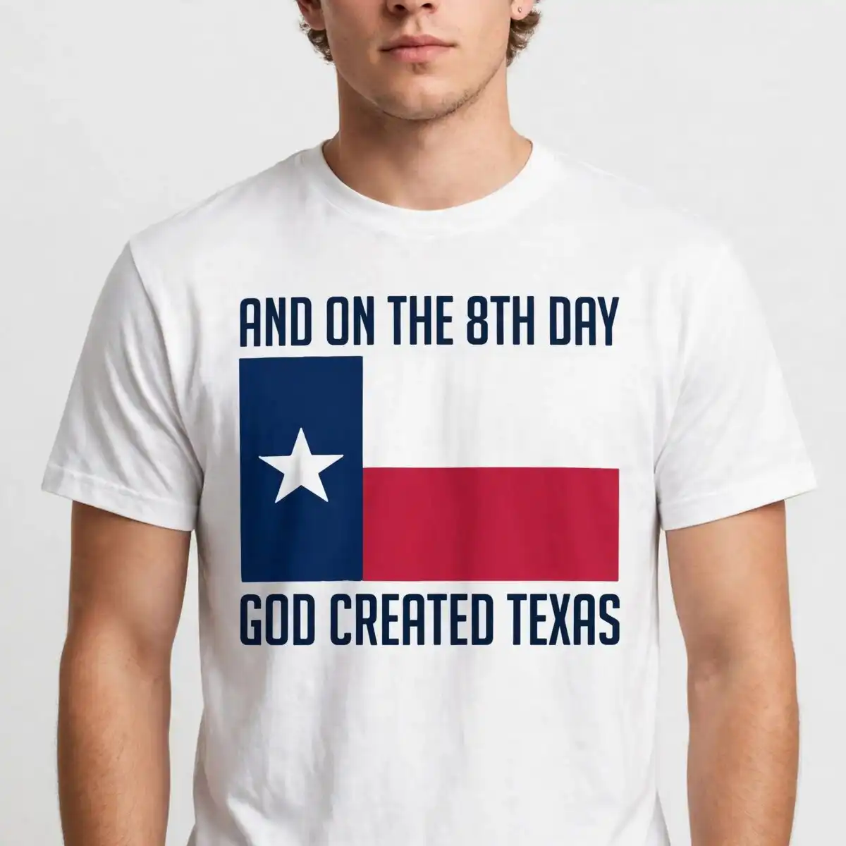 and on the 8th day god created texas flag design for shirts 8th day god created svg design printed on a plain product mockup