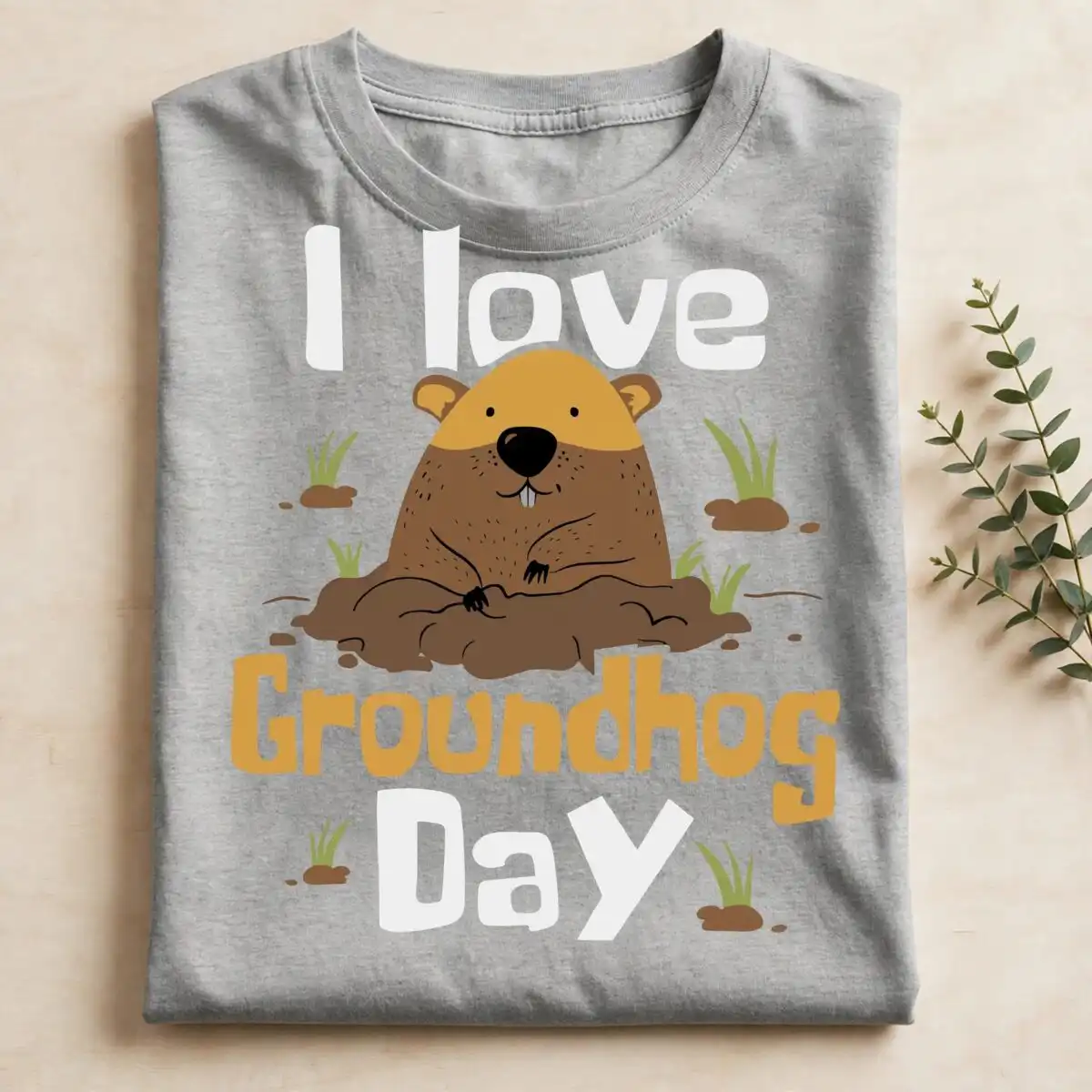 love groundhog day trending svg design printed on a plain product mockup