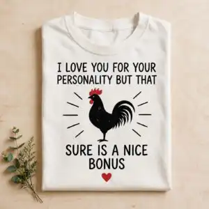 i love you for your personality but that sure is a nice bonus rooster design for i love you png images design printed on a plain product mockup