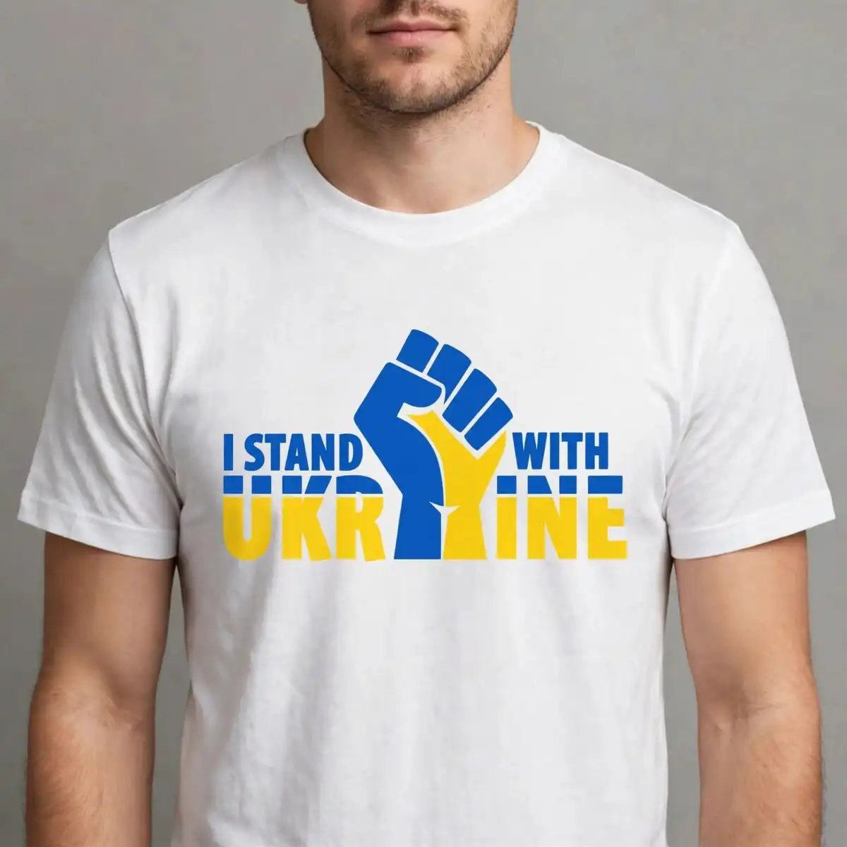 i stand with ukraine raised fist support design for activism apparel stand ukraine support ukraine svg design printed on a plain product mockup