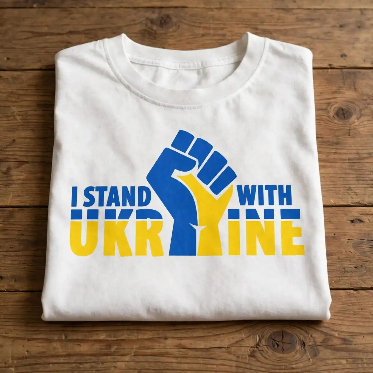 i stand with ukraine raised fist support design for activism apparel stand ukraine support ukraine svg design printed on a plain product mockup