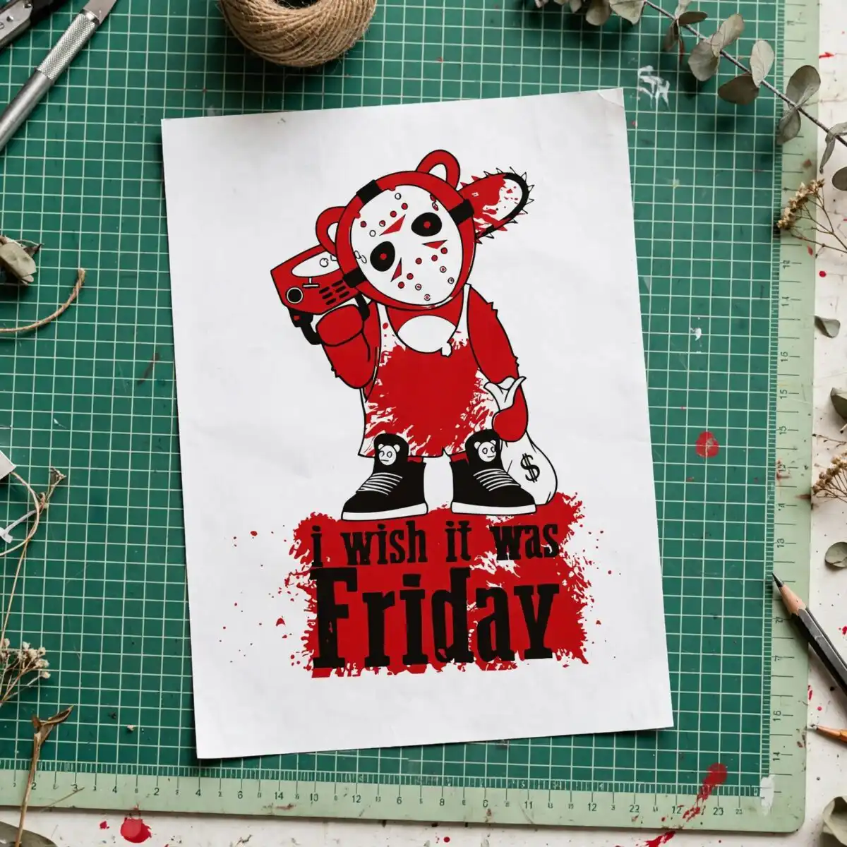 i wish it was friday svg design printed on a plain product mockup
