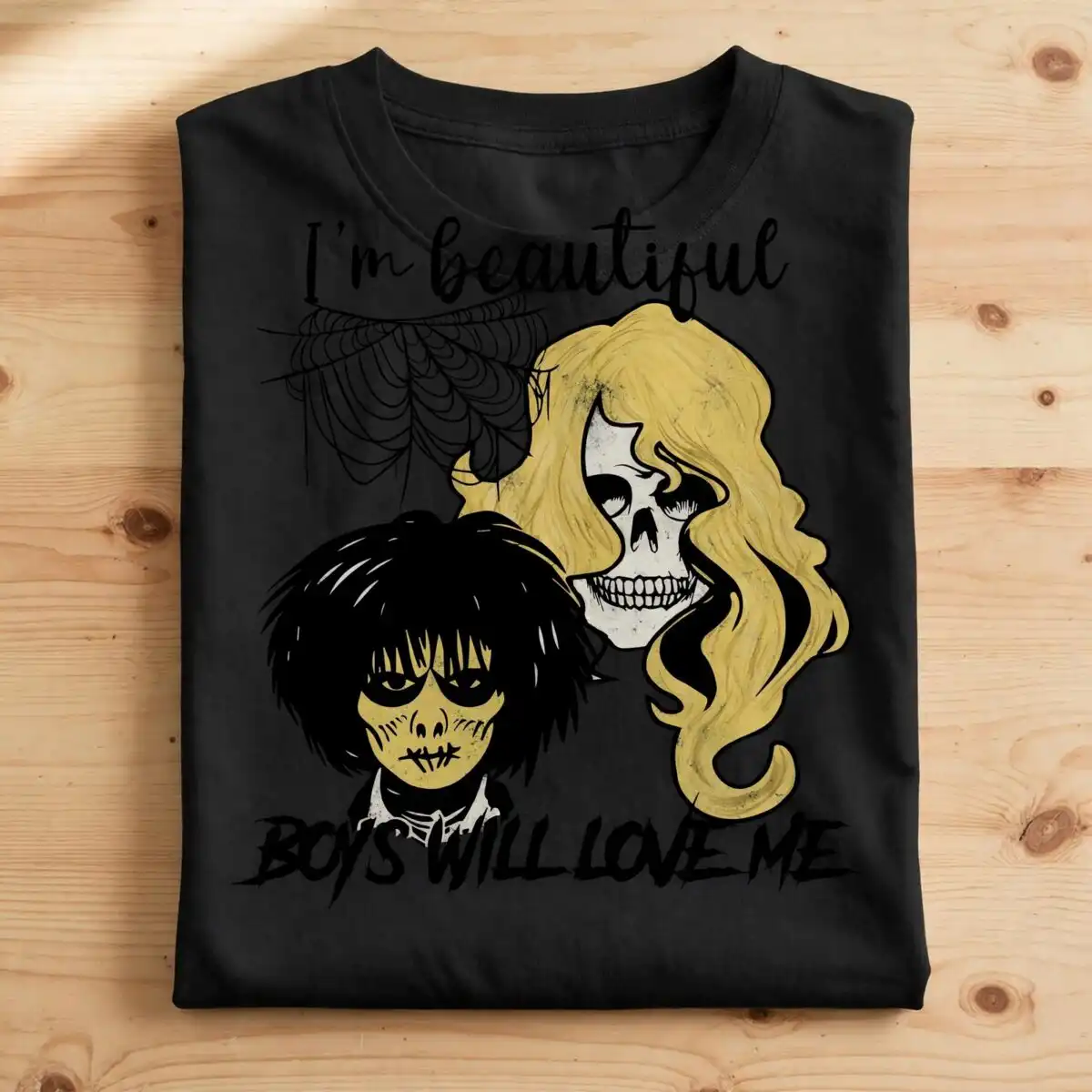 i'm beautiful boys will love me halloween skull design for shirts and tumblers i'm beautiful boys will svg design printed on a plain product mockup