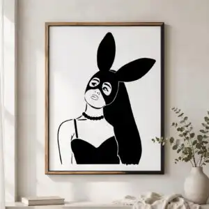 ariana grande inspired bunny ears mask woman silhouette cut file ariana grande svg design printed on a plain product mockup