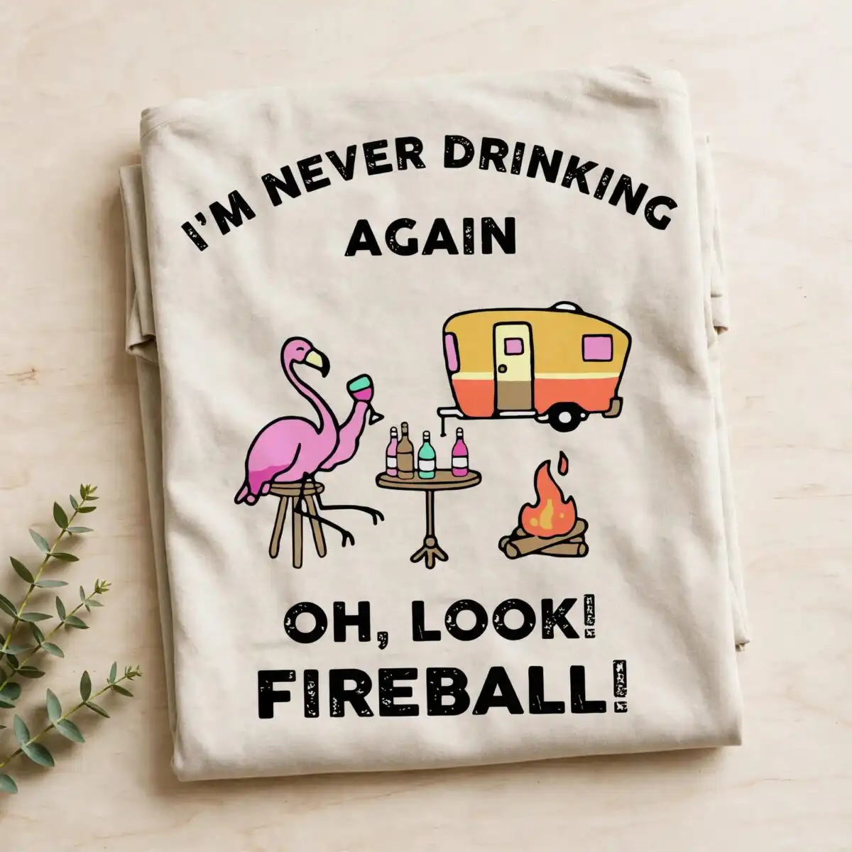 im never drinking again svg design printed on a plain product mockup