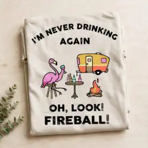 im never drinking again svg design printed on a plain product mockup