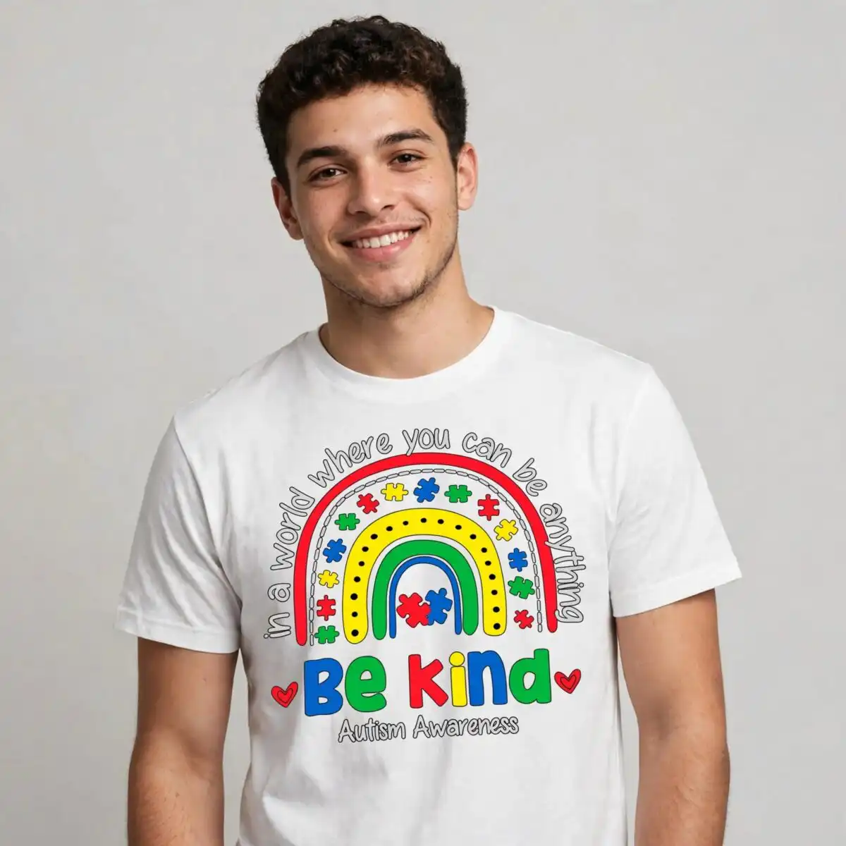 autism awareness shirt svg design printed on a plain product mockup