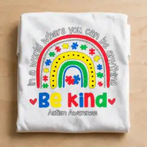 autism awareness shirt svg design printed on a plain product mockup