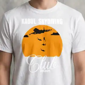 kabul skydiving club funny svg design printed on a plain product mockup