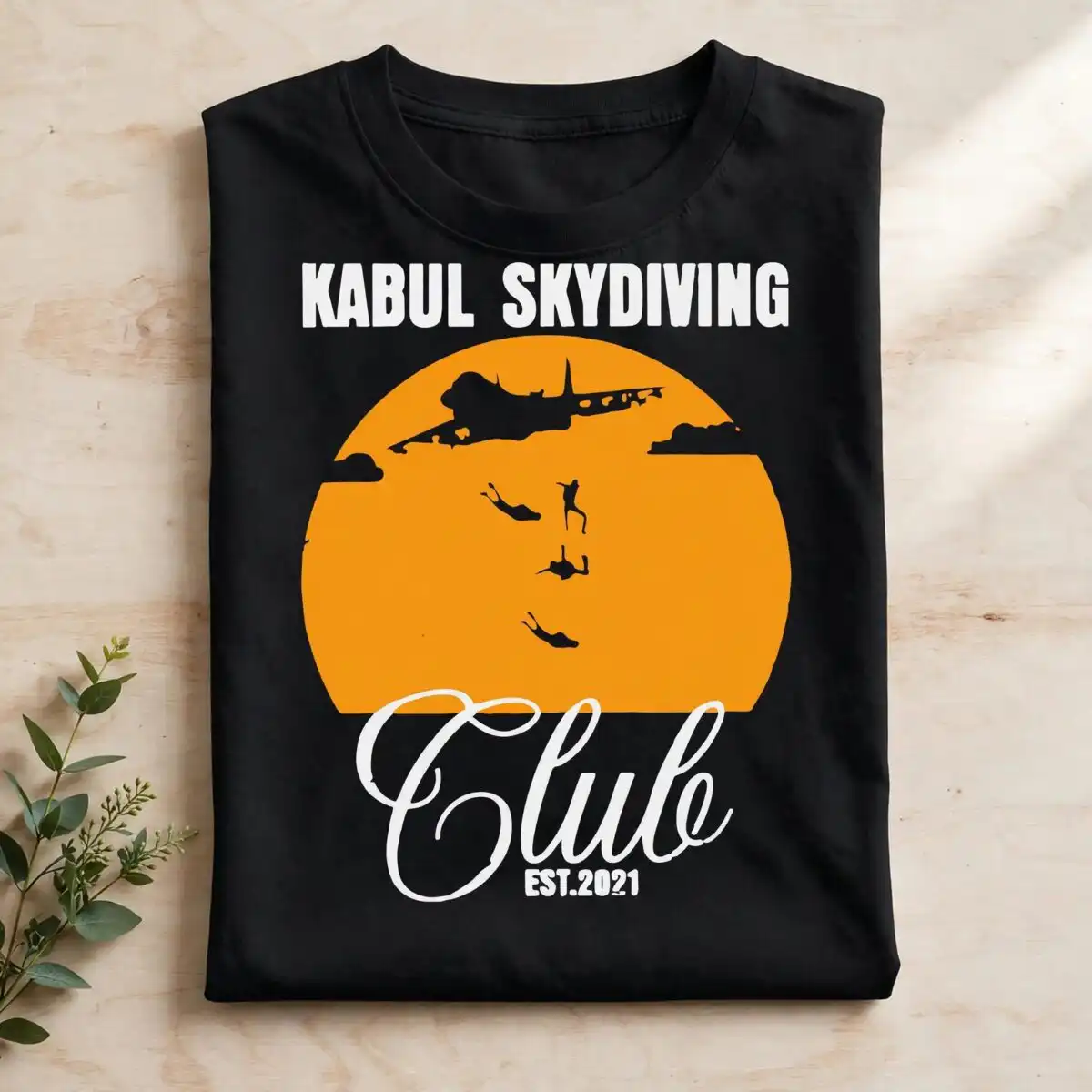 kabul skydiving club funny svg design printed on a plain product mockup