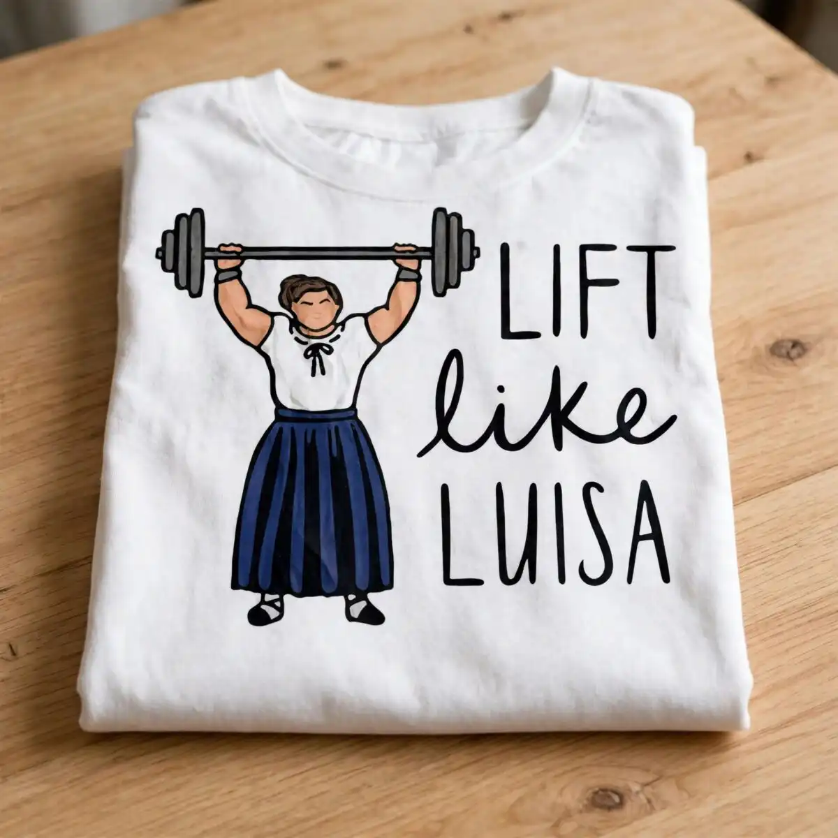 lift like luisa encanto svg design printed on a plain product mockup