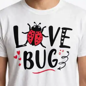 love bug valentine's day cut file with red ladybug and black hearts love bug svg design printed on a plain product mockup