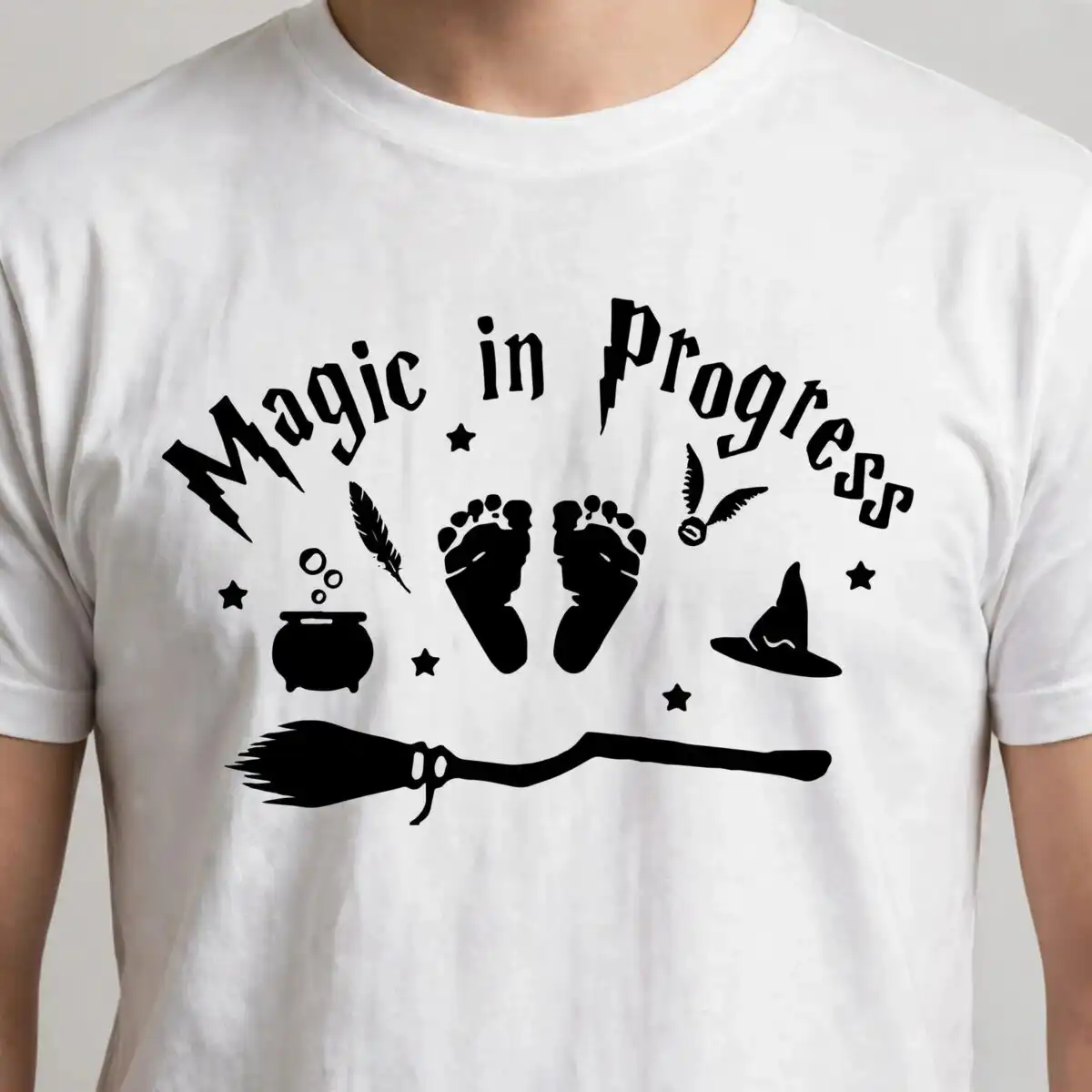 magic progress harry potter baby footprints quote cut file magic progress harry potter svg design printed on a plain product mockup