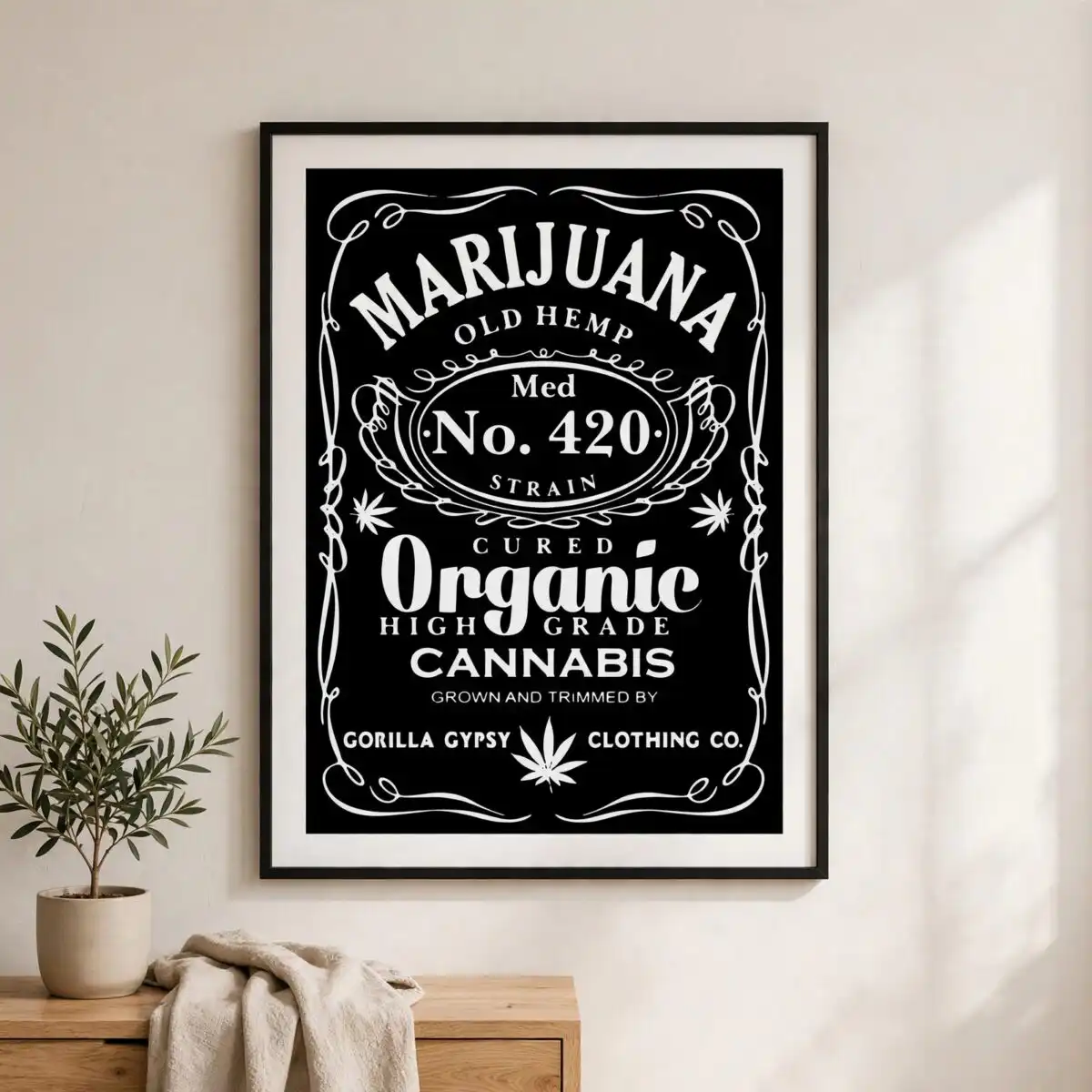 humor marijuana cannabis label svg design printed on a plain product mockup