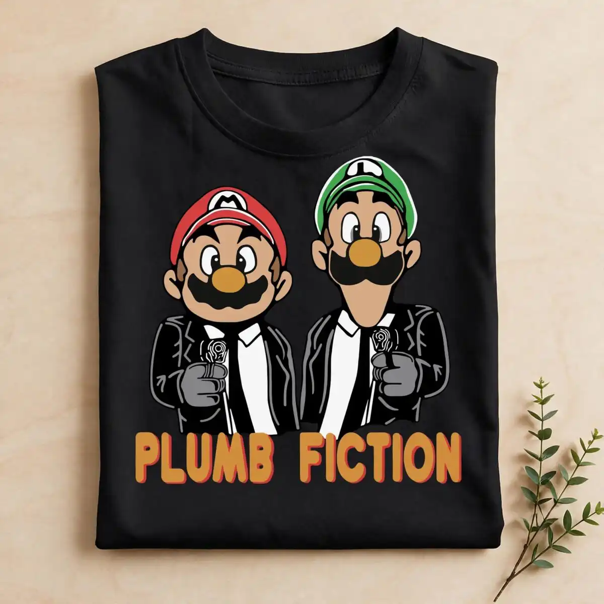 two video game plumber svg design printed on a plain product mockup