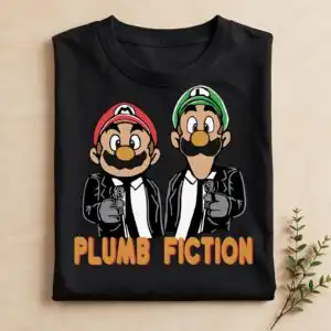 two video game plumber svg design printed on a plain product mockup