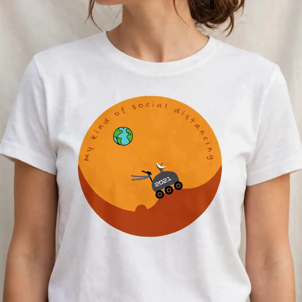 mars rover svg design printed on a plain product mockup