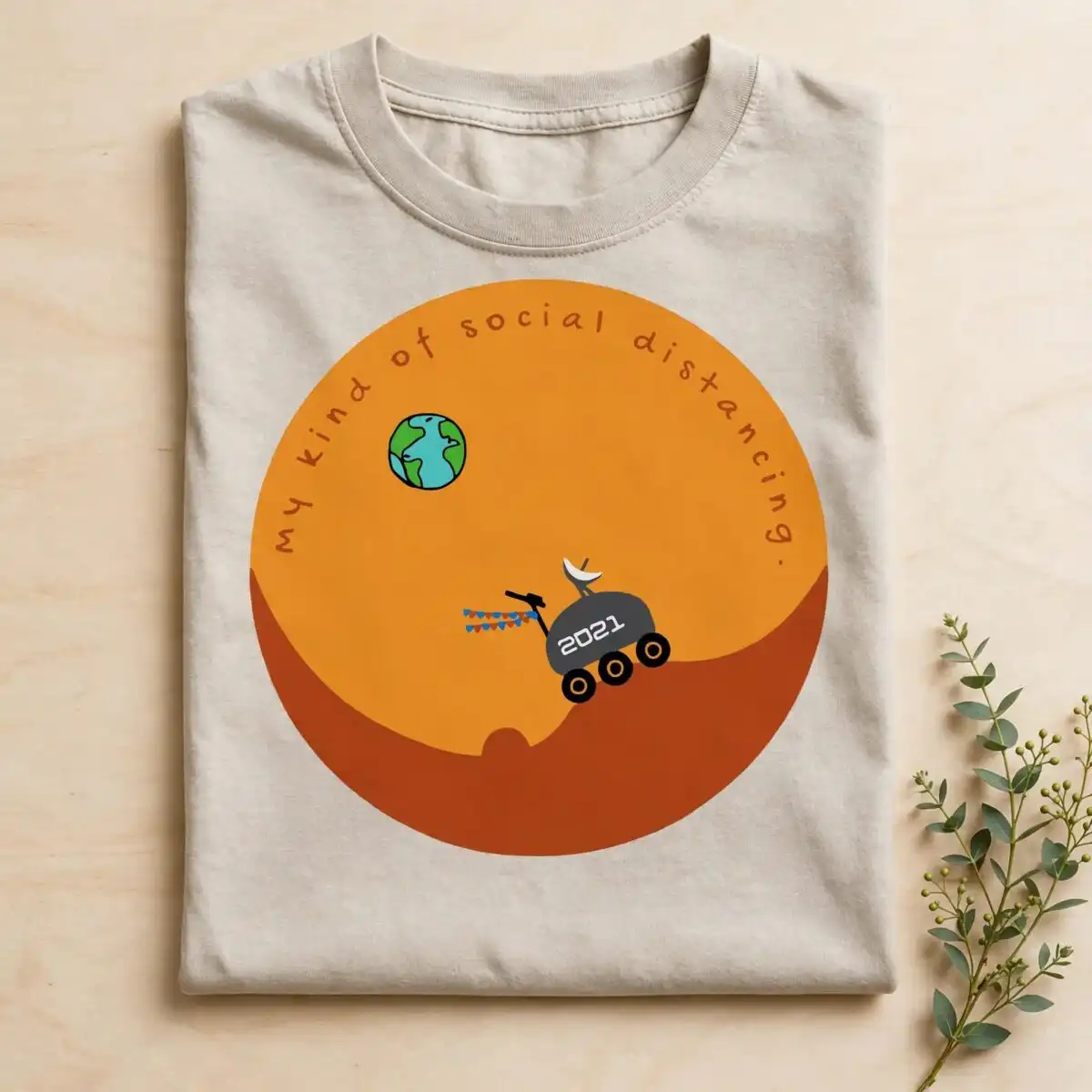 mars rover svg design printed on a plain product mockup