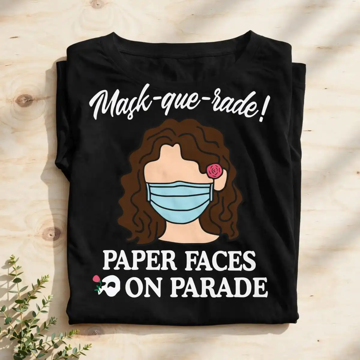 brown curly hair png design printed on a plain product mockup