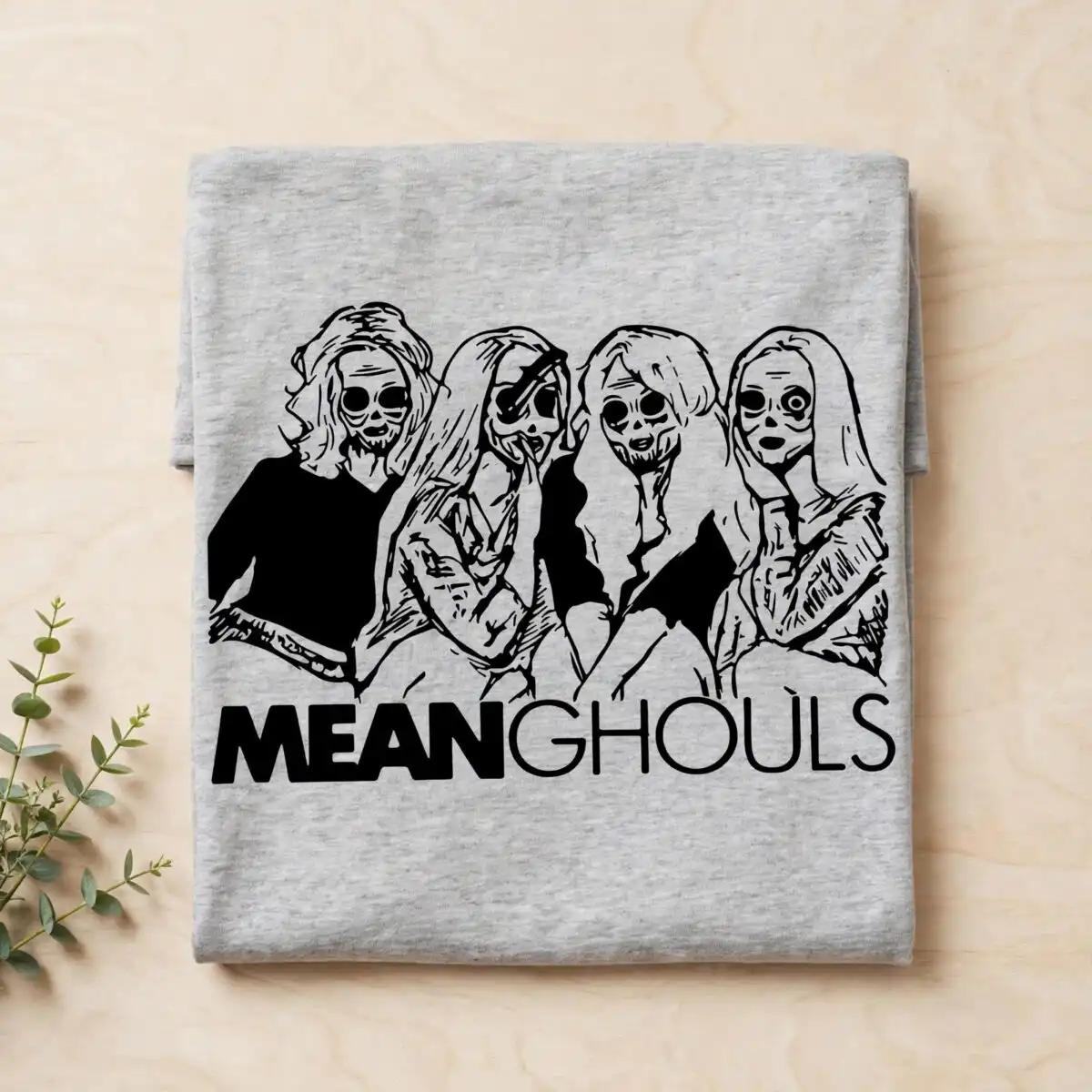 women skull svg design printed on a plain product mockup