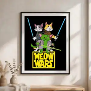 humor three cartoon cats dressed svg design printed on a plain product mockup