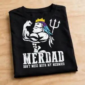 muscular merman father figure svg design printed on a plain product mockup