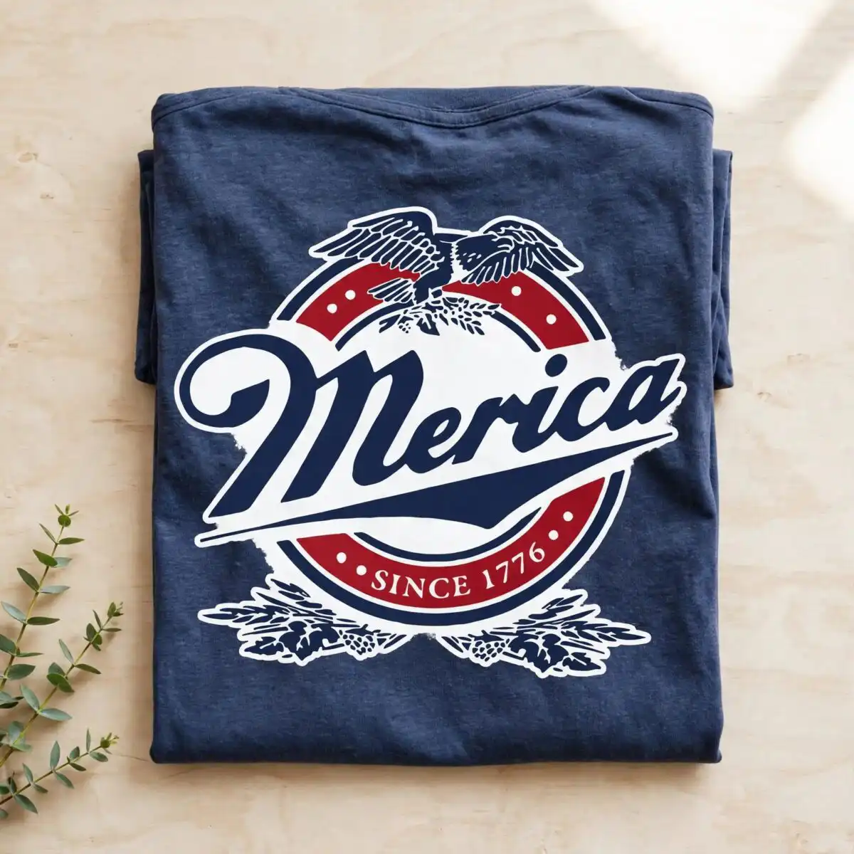 patriotic americana merica eagle svg design printed on a plain product mockup