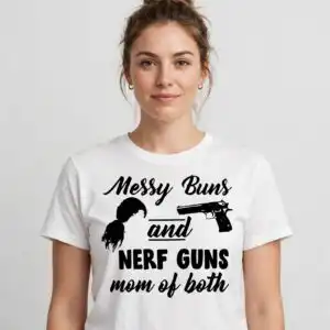 messy bun mom life svg design printed on a plain product mockup