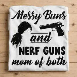 messy bun mom life svg design printed on a plain product mockup