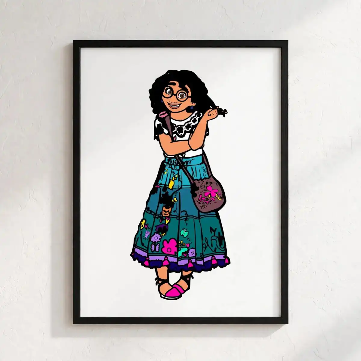 curly hair png girl design printed on a plain product mockup