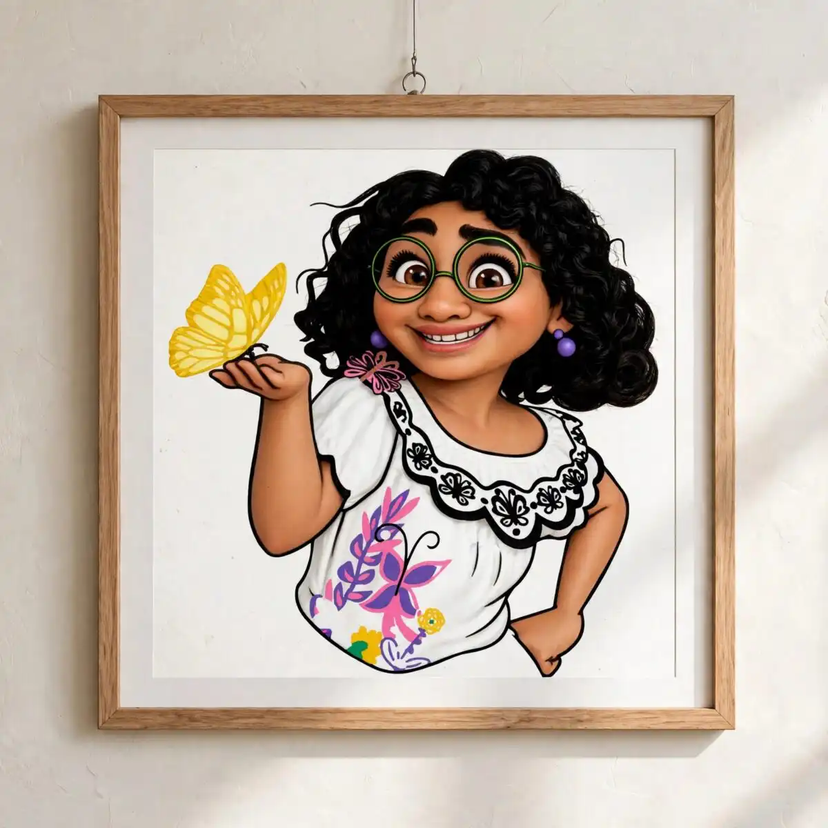 cartoon girl curly hair svg cricut design printed on a plain product mockup
