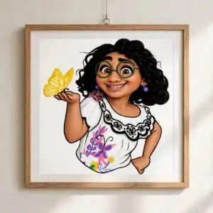 cartoon girl curly hair svg cricut design printed on a plain product mockup