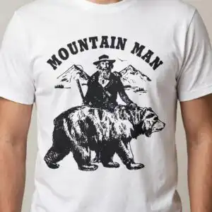 mountain man svg design printed on a plain product mockup